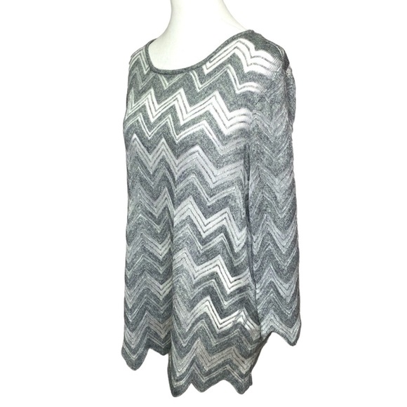Chicos Travelers Chevron Sheer Sweater - Picture 2 of 5